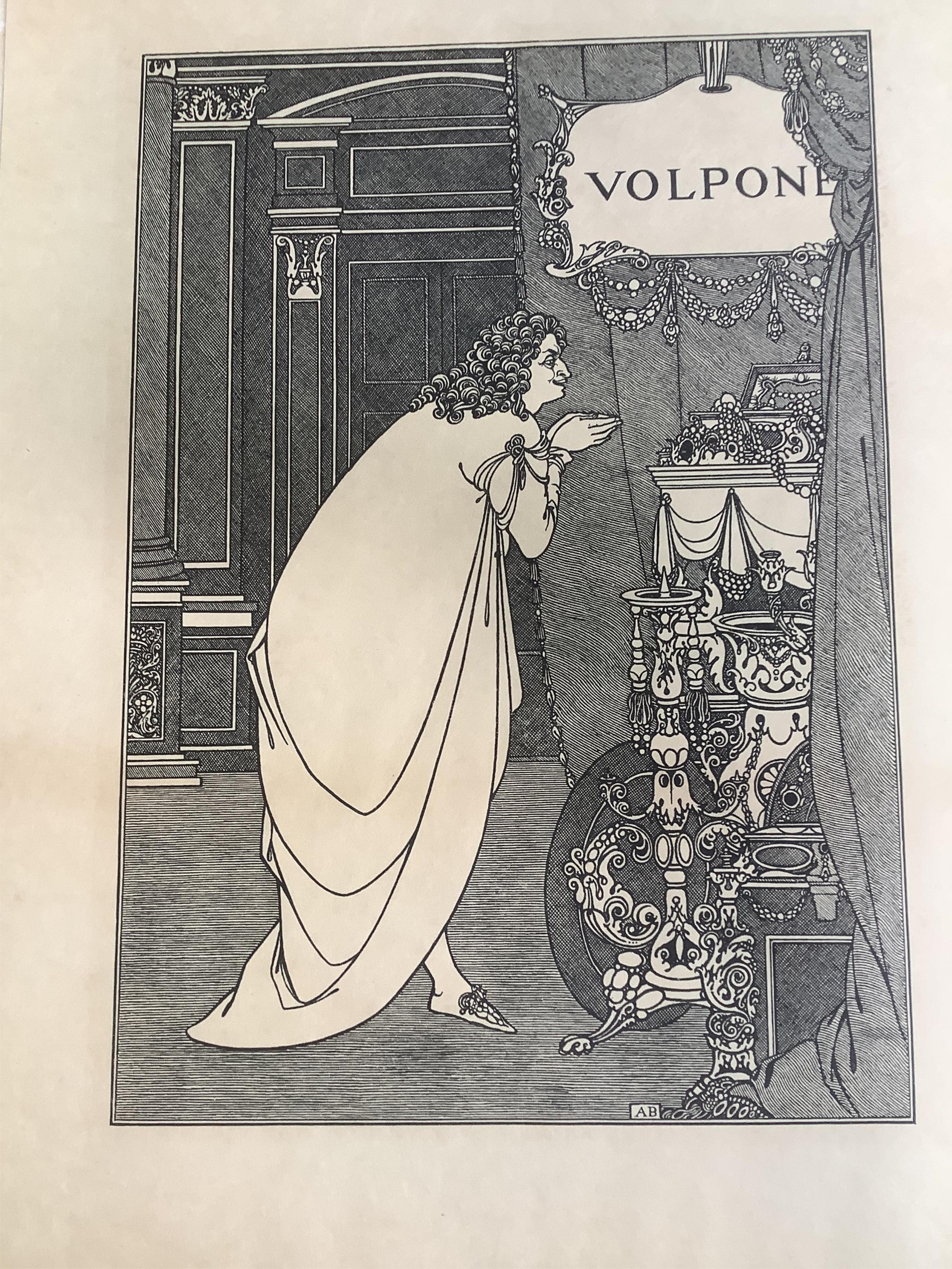 Aubrey Beardsley (1872-1898), unique print on Japanese vellum, Frontispiece to Valpone, with retained inscription by Leonard Smithers